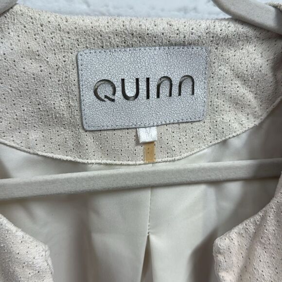 Quinn Cream Blazer Lightweight Suit Zip Up Jacket - Worn Once - Leather - MEDIUM - Picture 2 of 4